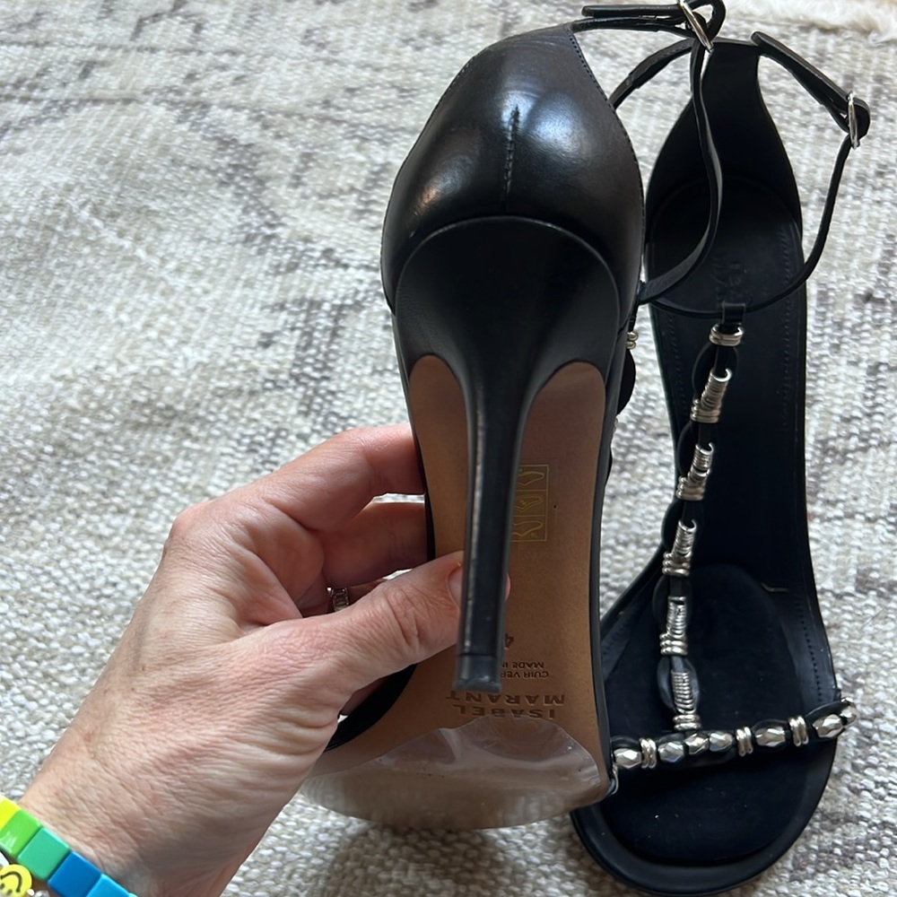 Isabel Marant black strappy heels with silver beading and ankle strap 🖤✨ WORN 1 - Picture 5 of 10